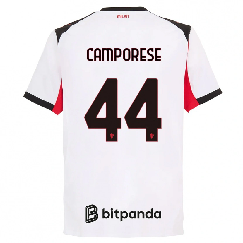 Danxen Bambino Maglia Michele Camporese #44 Bianco Nero Kit Gara Away 2025/26 Maglietta