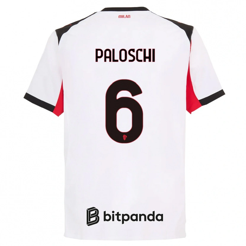 Danxen Bambino Maglia Dorian Paloschi #6 Bianco Nero Kit Gara Away 2025/26 Maglietta