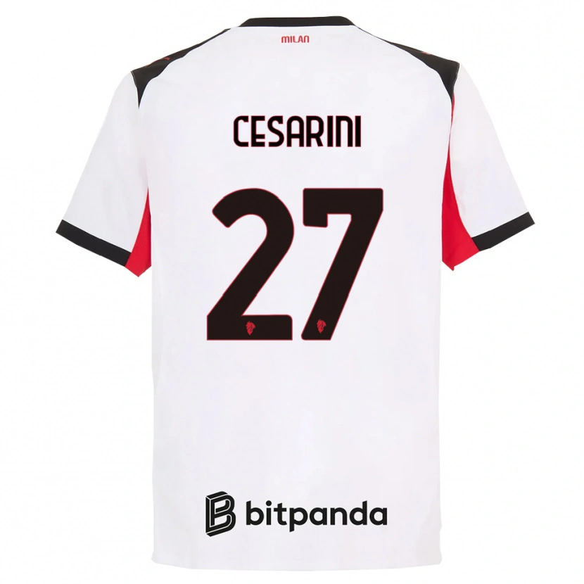Danxen Bambino Maglia Erin Maria Patrizia Cesarini #27 Bianco Nero Kit Gara Away 2025/26 Maglietta