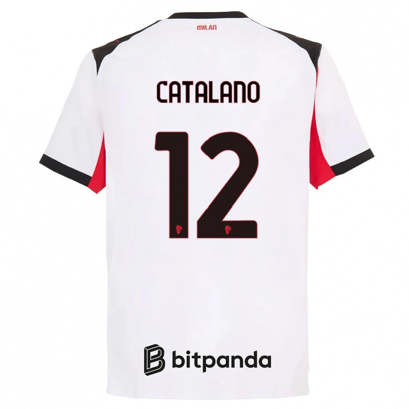 Danxen Bambino Maglia Alessio Catalano #12 Bianco Nero Kit Gara Away 2025/26 Maglietta
