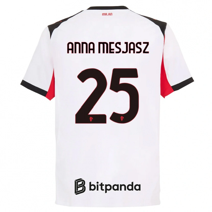 Danxen Bambino Maglia Małgorzata Anna Mesjasz #25 Bianco Nero Kit Gara Away 2025/26 Maglietta