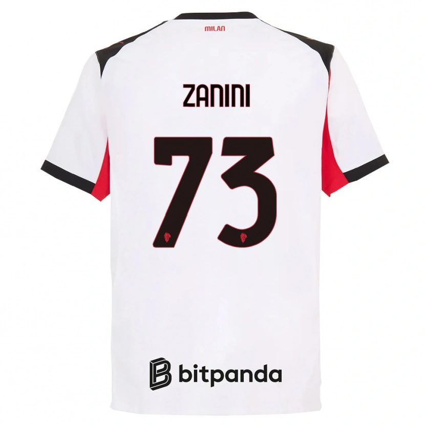 Danxen Bambino Maglia Paola Zanini #73 Bianco Nero Kit Gara Away 2025/26 Maglietta
