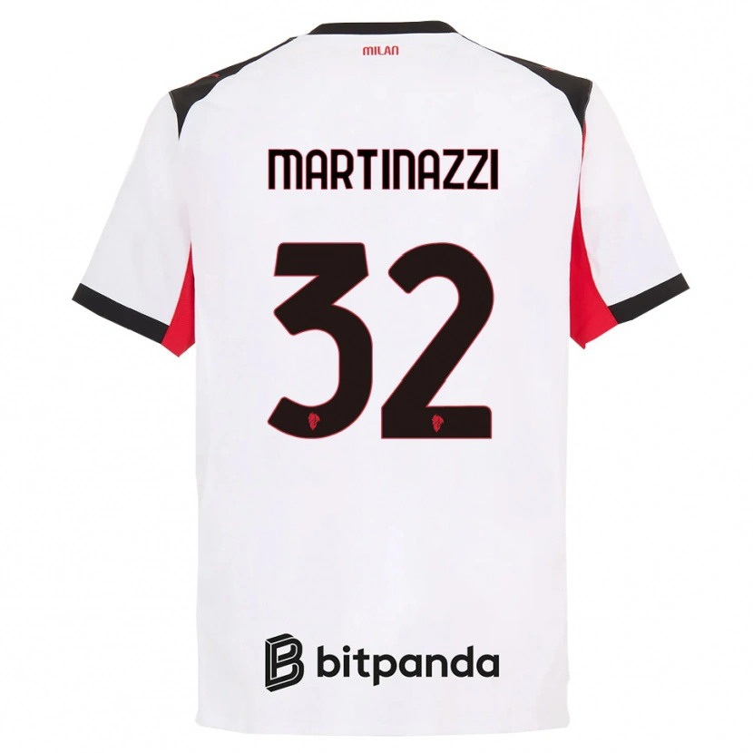 Danxen Bambino Maglia Luca Martinazzi #32 Bianco Nero Kit Gara Away 2025/26 Maglietta