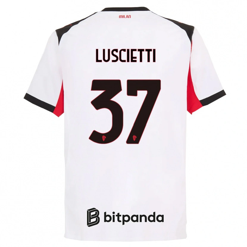 Danxen Bambino Maglia Abebe Luscietti #37 Bianco Nero Kit Gara Away 2025/26 Maglietta