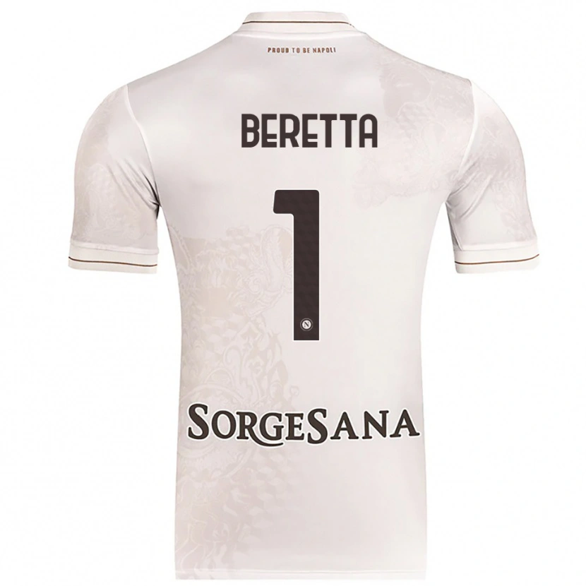 Danxen Bambino Maglia Beatrice Beretta #1 Champagne Marrone Kit Gara Away 2025/26 Maglietta