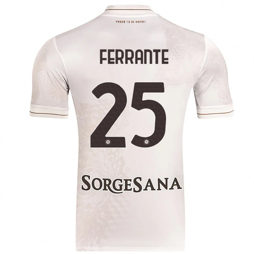Danxen Bambino Maglia Mathias Ferrante #25 Champagne Marrone Kit Gara Away 2025/26 Maglietta