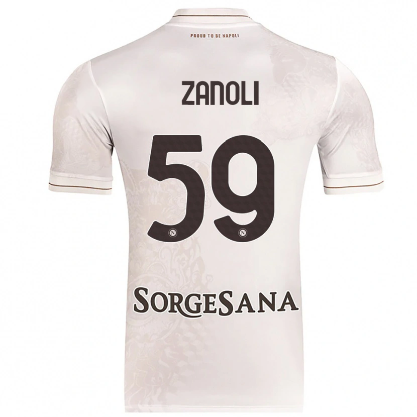 Danxen Bambino Maglia Alessandro Zanoli #59 Champagne Marrone Kit Gara Away 2025/26 Maglietta