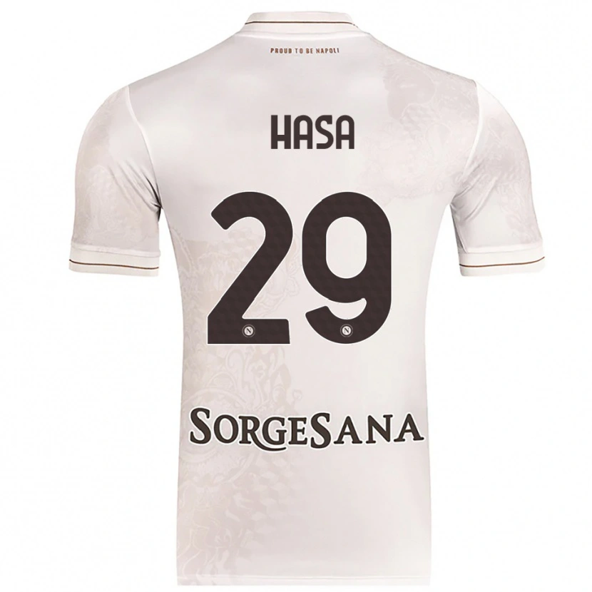 Danxen Bambino Maglia Luis Hasa #29 Champagne Marrone Kit Gara Away 2025/26 Maglietta