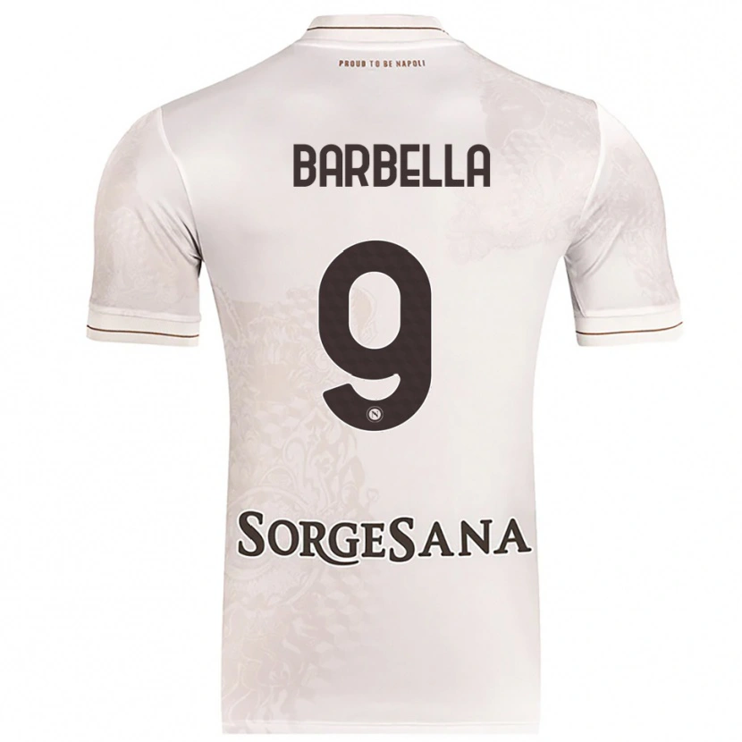 Danxen Bambino Maglia Michele Barbella #9 Champagne Marrone Kit Gara Away 2025/26 Maglietta