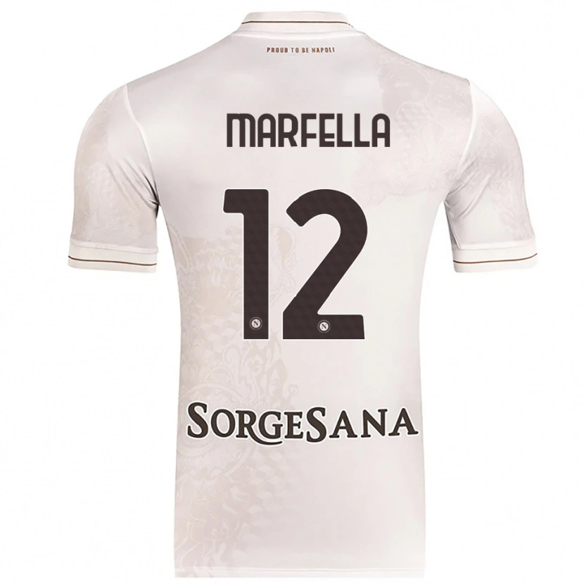 Danxen Bambino Maglia Davide Marfella #12 Champagne Marrone Kit Gara Away 2025/26 Maglietta
