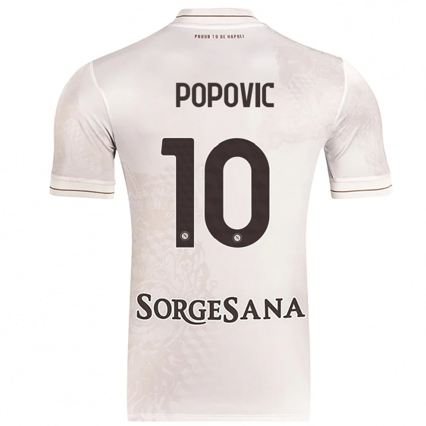 Danxen Bambino Maglia Matija Popović #10 Champagne Marrone Kit Gara Away 2025/26 Maglietta