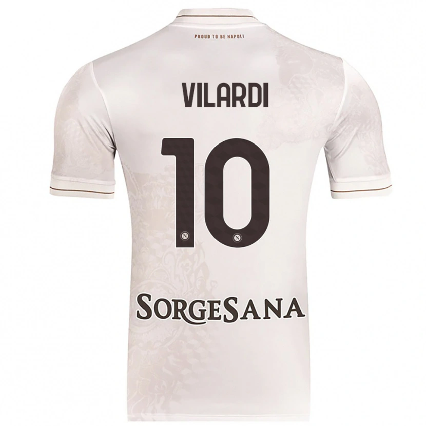 Danxen Bambino Maglia Mario Vilardi #10 Champagne Marrone Kit Gara Away 2025/26 Maglietta