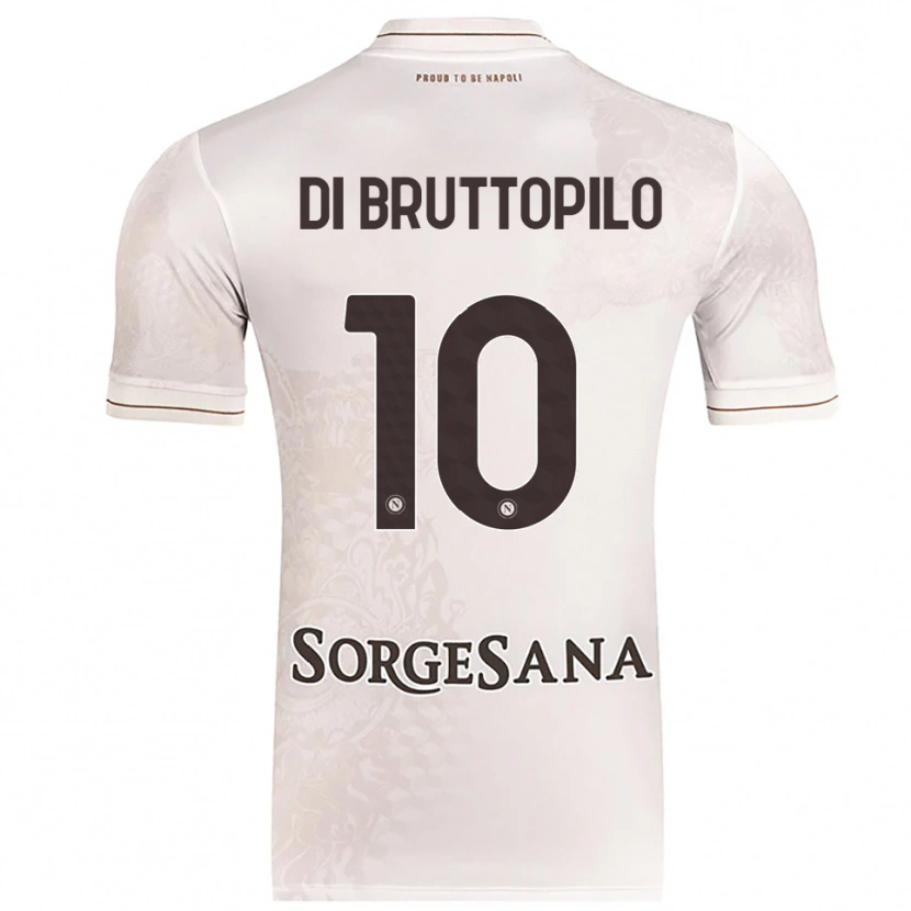 Danxen Bambino Maglia Giuseppe Ambrosino Di Bruttopilo #10 Champagne Marrone Kit Gara Away 2025/26 Maglietta