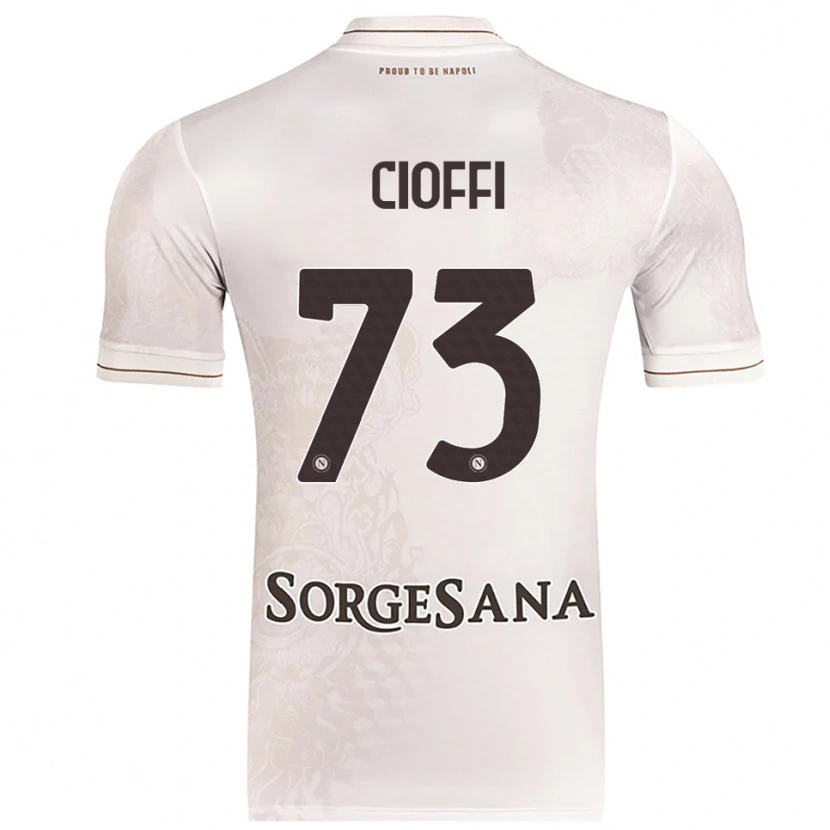 Danxen Bambino Maglia Antonio Cioffi #73 Champagne Marrone Kit Gara Away 2025/26 Maglietta