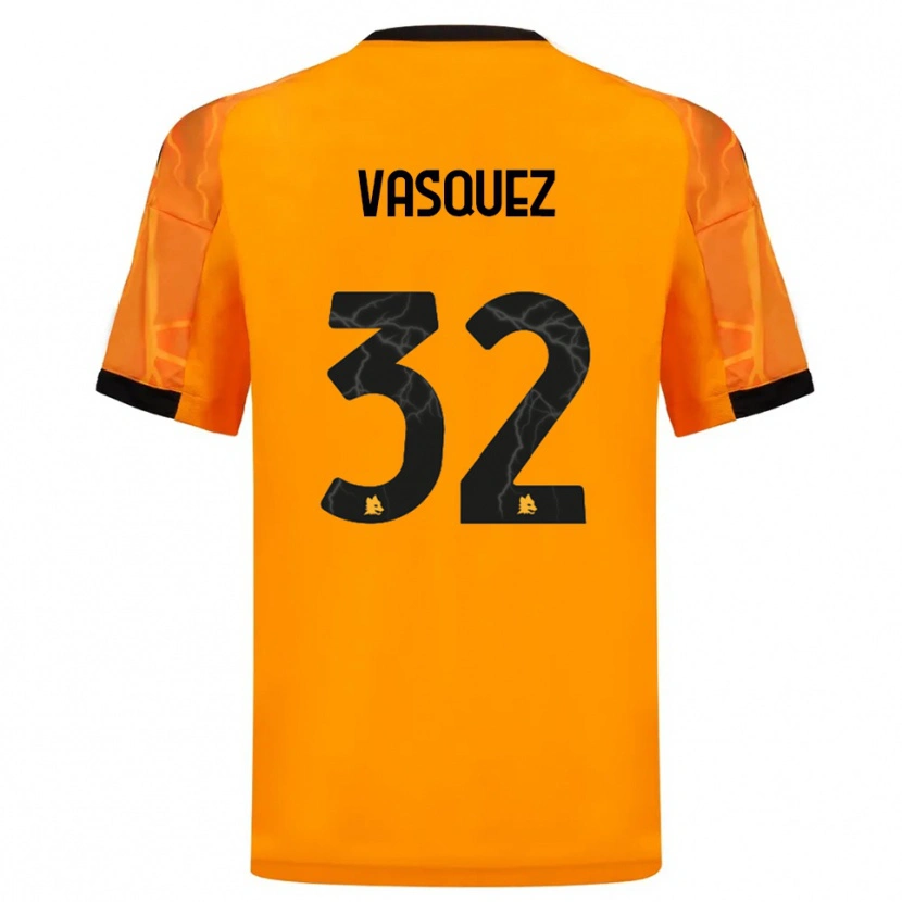 Danxen Bambino Maglia Devis Vásquez #32 Arancione Nero Kit Gara Away 2025/26 Maglietta