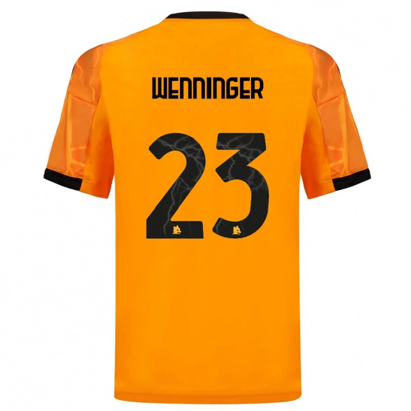 Danxen Bambino Maglia Carina Wenninger #23 Arancione Nero Kit Gara Away 2025/26 Maglietta