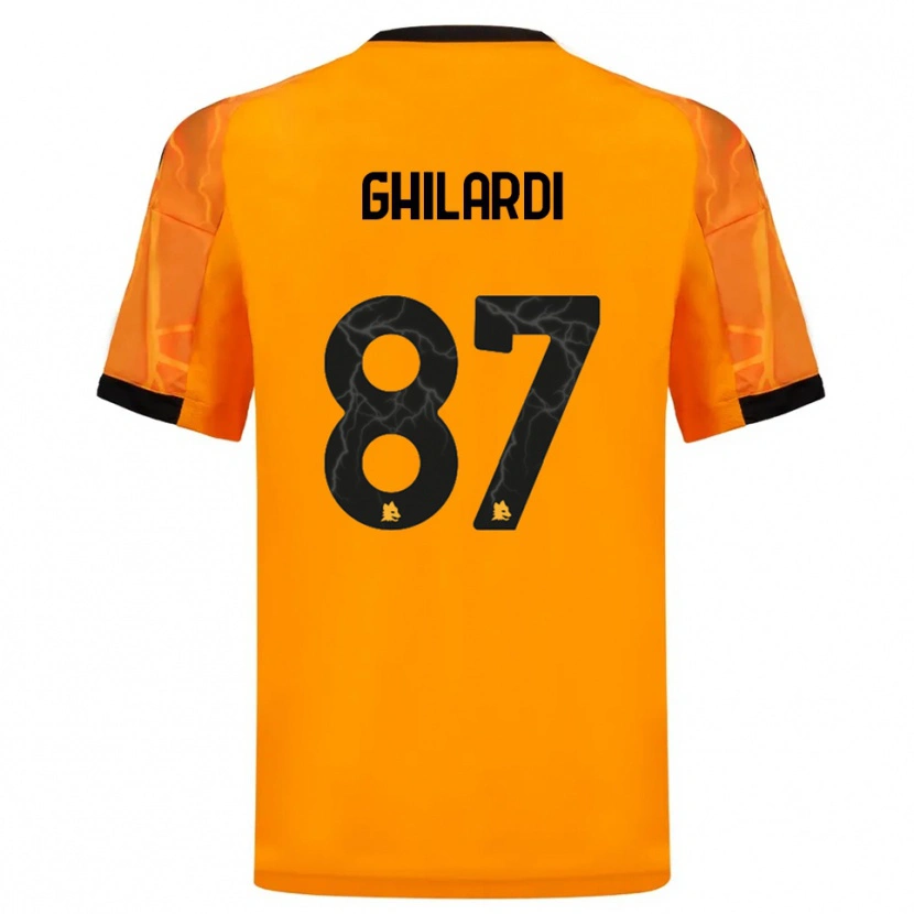 Danxen Bambino Maglia Daniele Ghilardi #87 Arancione Nero Kit Gara Away 2025/26 Maglietta