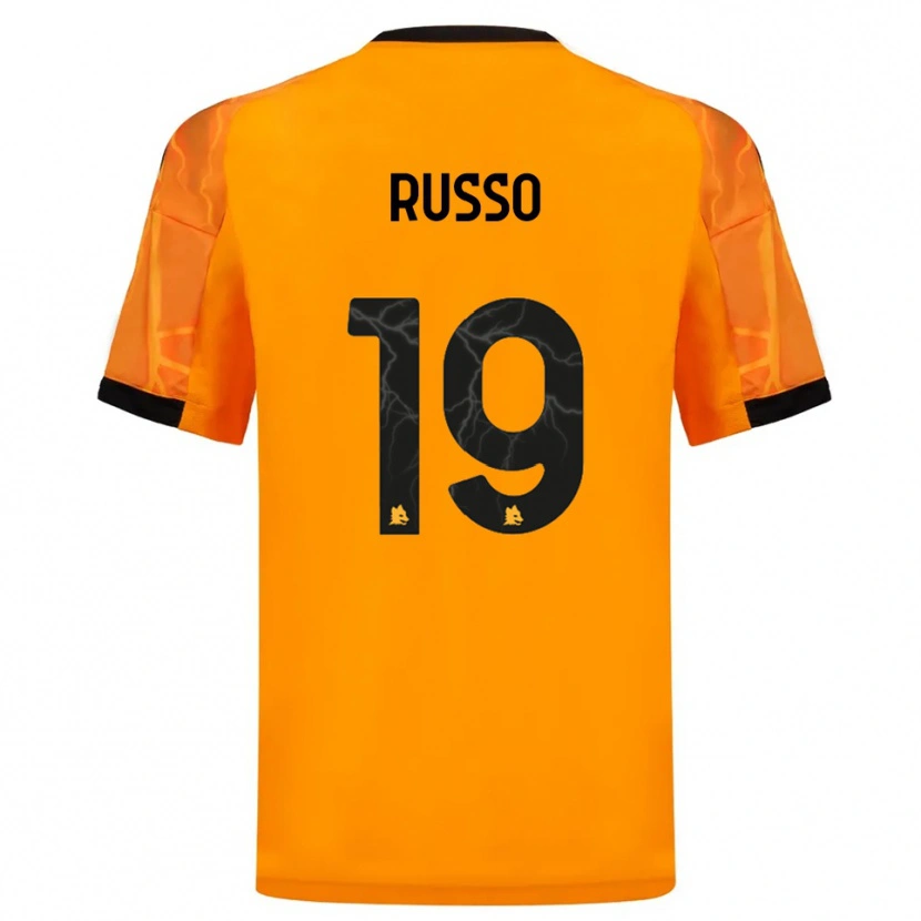 Danxen Bambino Maglia Filippo Russo #19 Arancione Nero Kit Gara Away 2025/26 Maglietta