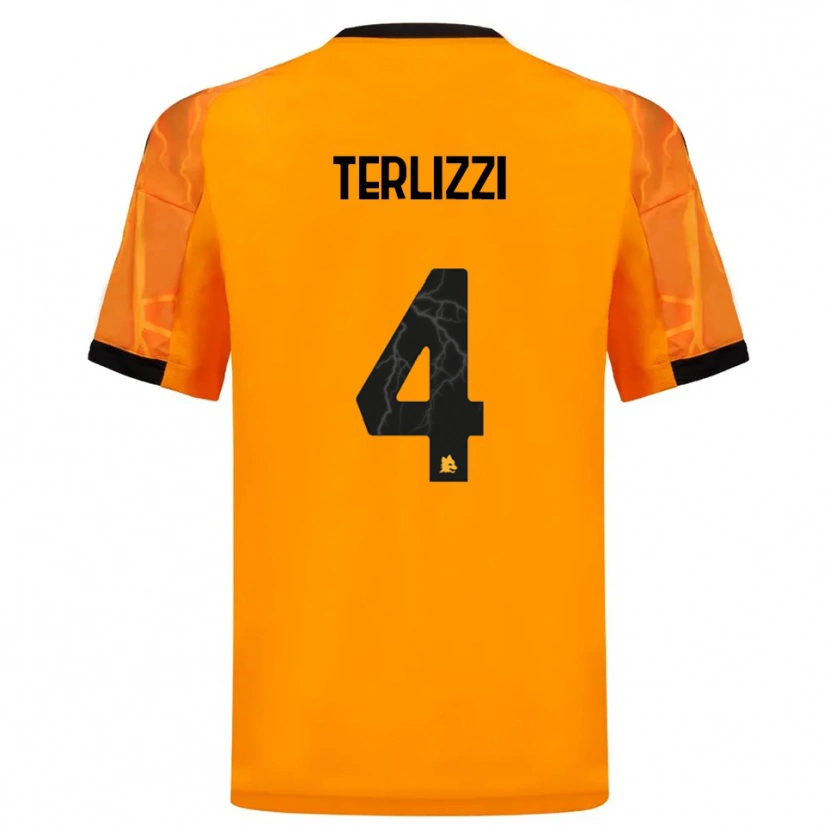 Danxen Bambino Maglia Federico Terlizzi #4 Arancione Nero Kit Gara Away 2025/26 Maglietta