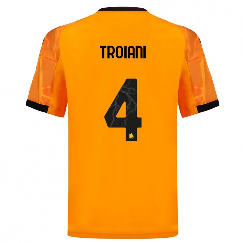 Danxen Bambino Maglia Nicolò Troiani #4 Arancione Nero Kit Gara Away 2025/26 Maglietta
