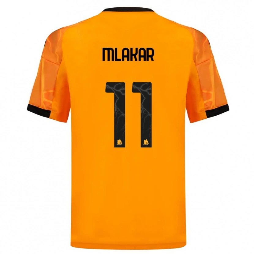 Danxen Bambino Maglia Luka Mlakar #11 Arancione Nero Kit Gara Away 2025/26 Maglietta