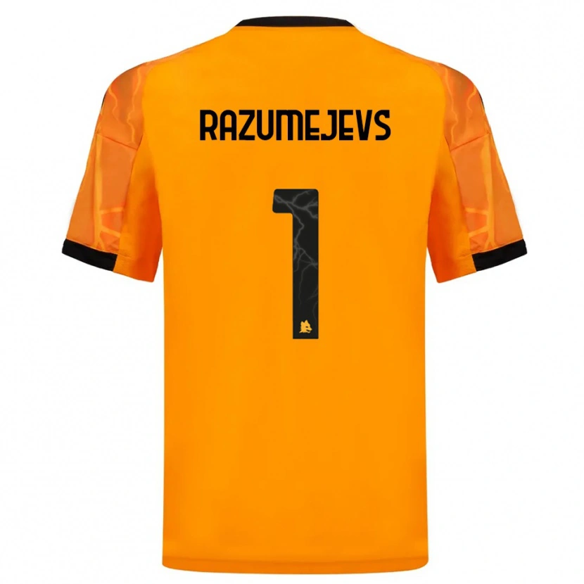 Danxen Bambino Maglia Vladislavs Razumejevs #1 Arancione Nero Kit Gara Away 2025/26 Maglietta