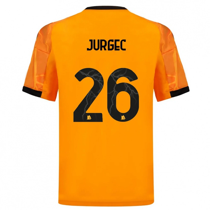 Danxen Bambino Maglia Jan Jurgec #26 Arancione Nero Kit Gara Away 2025/26 Maglietta