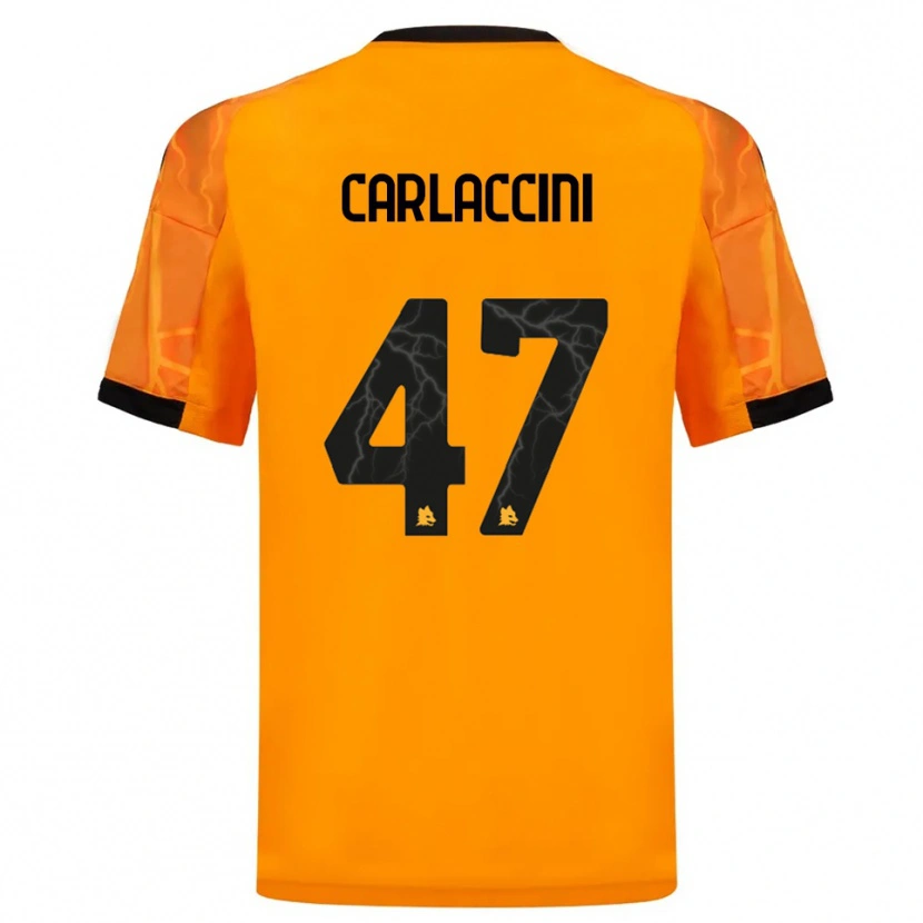 Danxen Bambino Maglia Samuele Carlaccini #47 Arancione Nero Kit Gara Away 2025/26 Maglietta