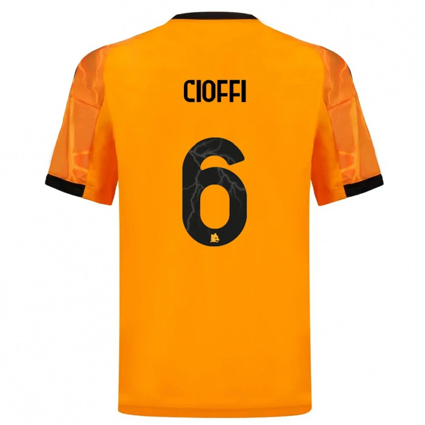 Danxen Bambino Maglia Cristian Cioffi #6 Arancione Nero Kit Gara Away 2025/26 Maglietta