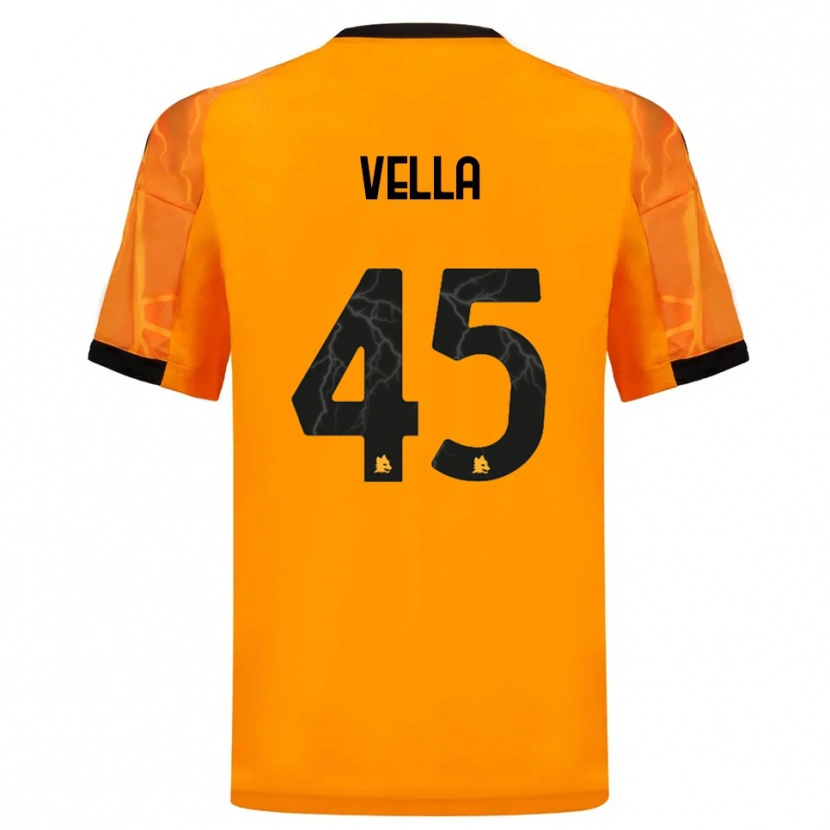 Danxen Bambino Maglia Tancredi Vella #45 Arancione Nero Kit Gara Away 2025/26 Maglietta