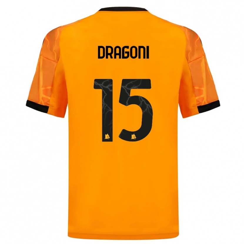 Danxen Bambino Maglia Giulia Dragoni #15 Arancione Nero Kit Gara Away 2025/26 Maglietta