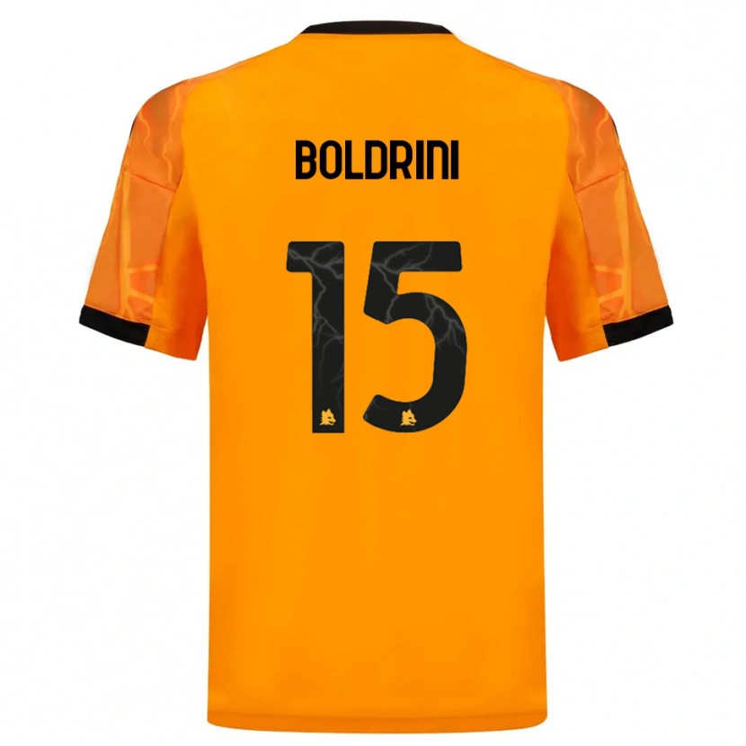 Danxen Bambino Maglia Mattia Boldrini #15 Arancione Nero Kit Gara Away 2025/26 Maglietta
