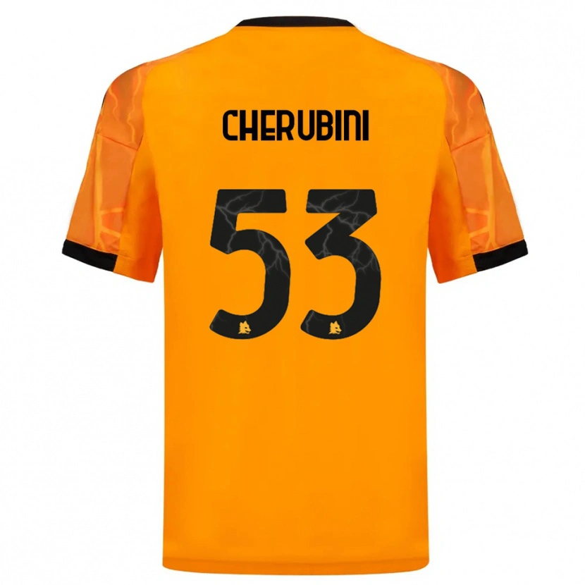 Danxen Bambino Maglia Martina Cherubini #53 Arancione Nero Kit Gara Away 2025/26 Maglietta