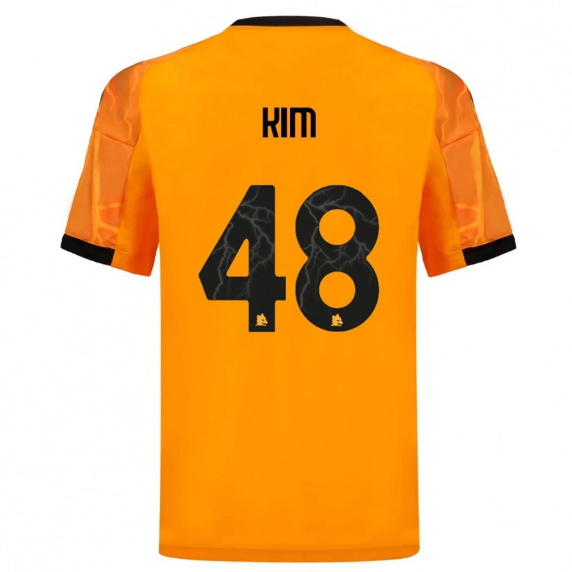Danxen Bambino Maglia Shin-Ji Kim #48 Arancione Nero Kit Gara Away 2025/26 Maglietta