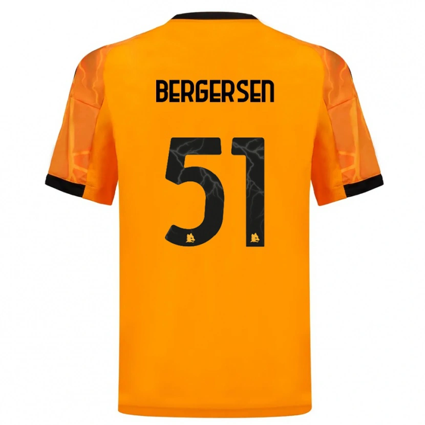 Danxen Bambino Maglia Mina Bergersen #51 Arancione Nero Kit Gara Away 2025/26 Maglietta