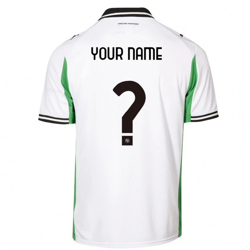 Danxen Bambino Maglia Il Tuo Nome #0 Bianco Verde Nero Kit Gara Away 2025/26 Maglietta