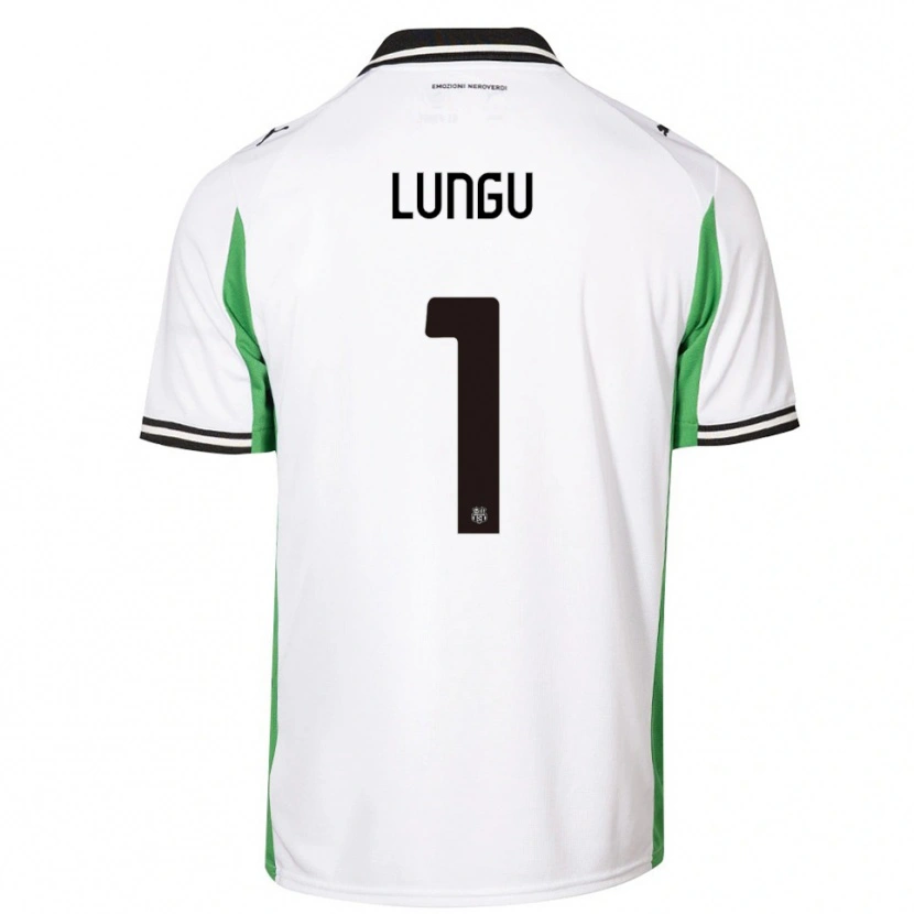 Danxen Bambino Maglia Luca Lungu #1 Bianco Verde Nero Kit Gara Away 2025/26 Maglietta