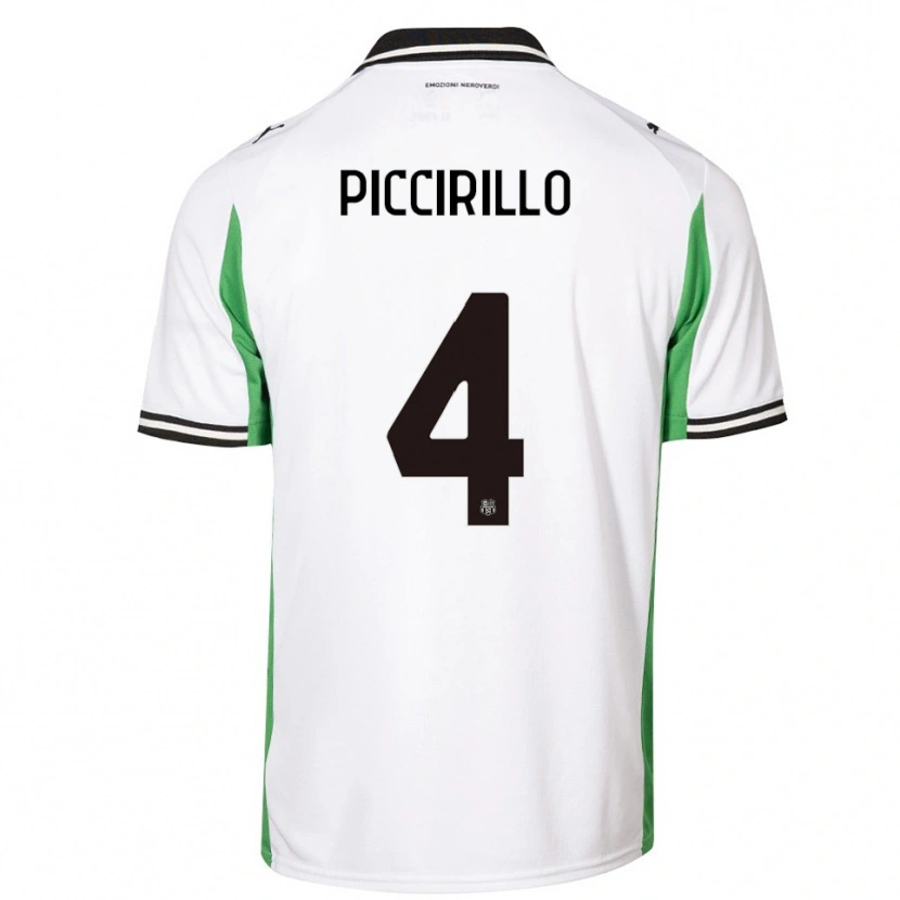 Danxen Bambino Maglia Michele Piccirillo #4 Bianco Verde Nero Kit Gara Away 2025/26 Maglietta