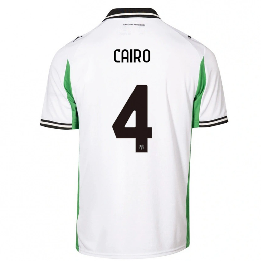 Danxen Bambino Maglia Nicolas Cairo #4 Bianco Verde Nero Kit Gara Away 2025/26 Maglietta