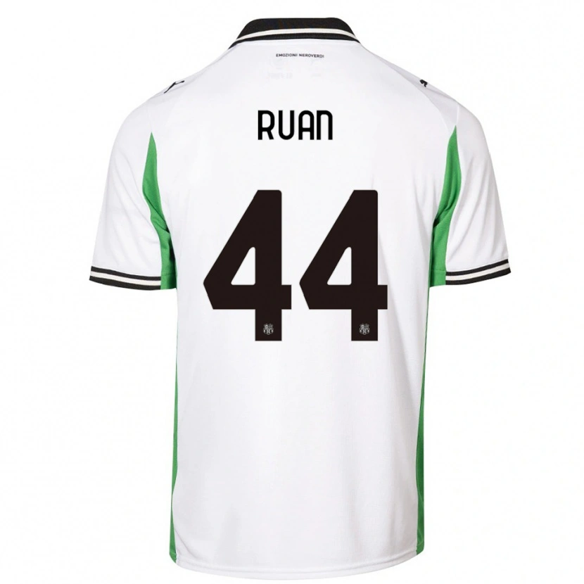 Danxen Bambino Maglia Ruan #44 Bianco Verde Nero Kit Gara Away 2025/26 Maglietta