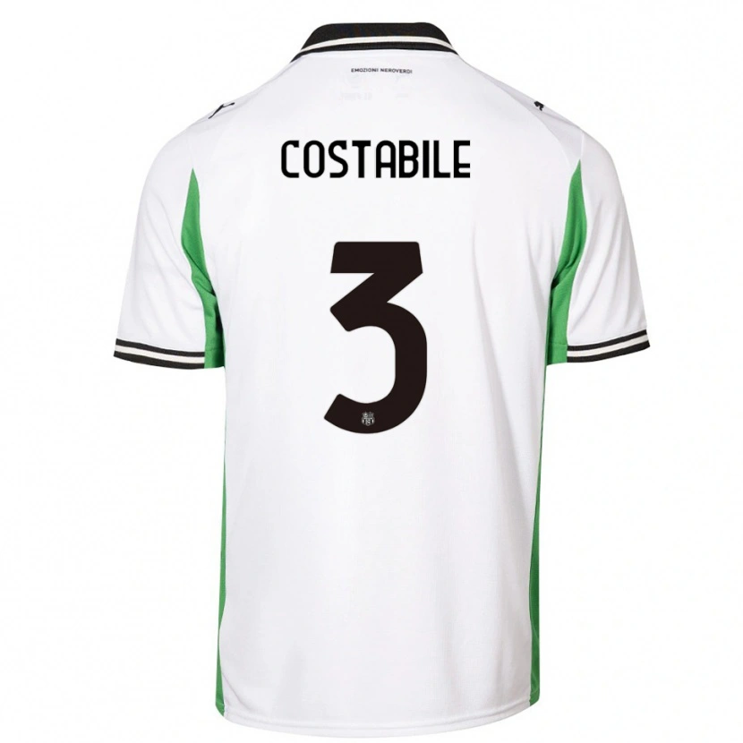 Danxen Bambino Maglia Cristian Costabile #3 Bianco Verde Nero Kit Gara Away 2025/26 Maglietta