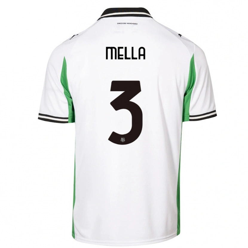 Danxen Bambino Maglia Sara Mella #3 Bianco Verde Nero Kit Gara Away 2025/26 Maglietta