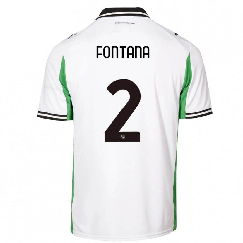 Danxen Bambino Maglia Fabrizio Fontana #2 Bianco Verde Nero Kit Gara Away 2025/26 Maglietta