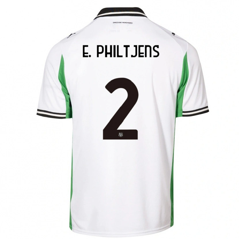 Danxen Bambino Maglia Davina Brigitte E. Philtjens #2 Bianco Verde Nero Kit Gara Away 2025/26 Maglietta