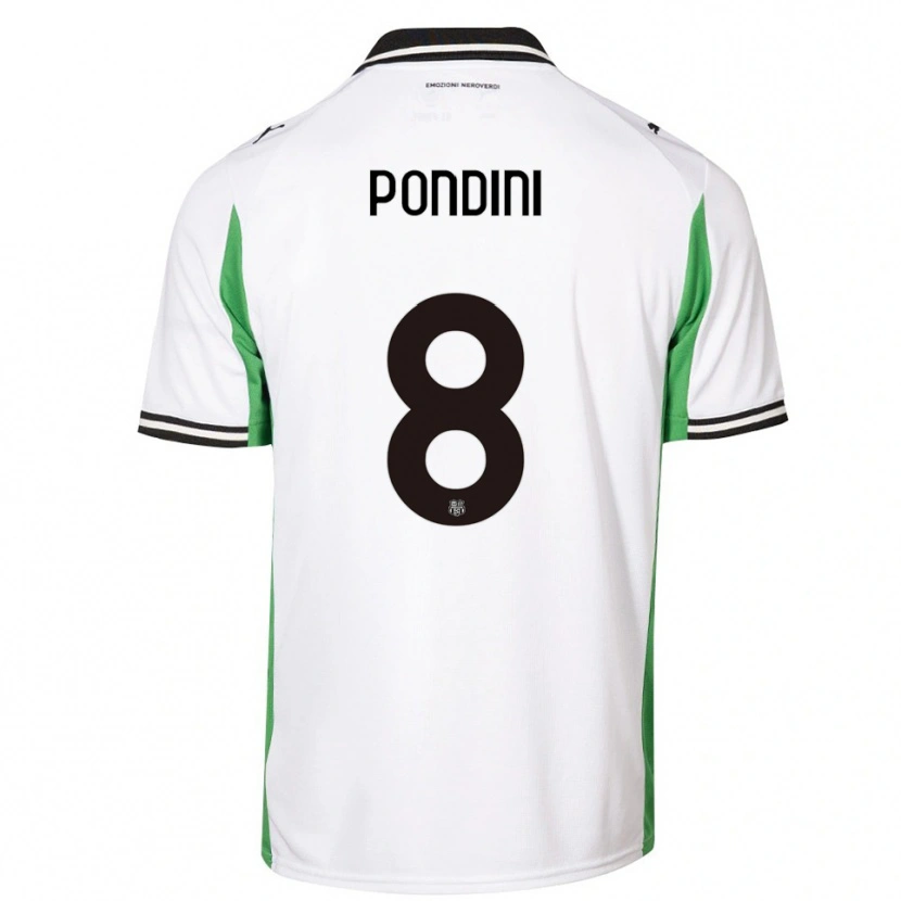 Danxen Bambino Maglia Giada Pondini #8 Bianco Verde Nero Kit Gara Away 2025/26 Maglietta