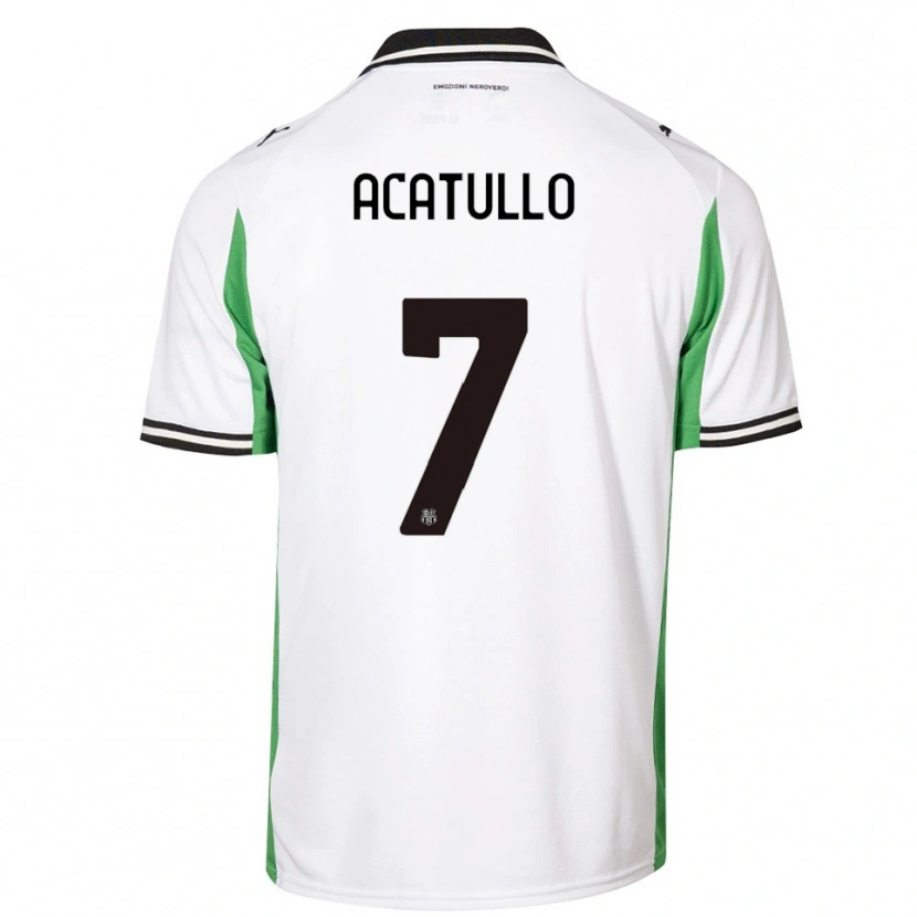 Danxen Bambino Maglia Cristian Acatullo #7 Bianco Verde Nero Kit Gara Away 2025/26 Maglietta