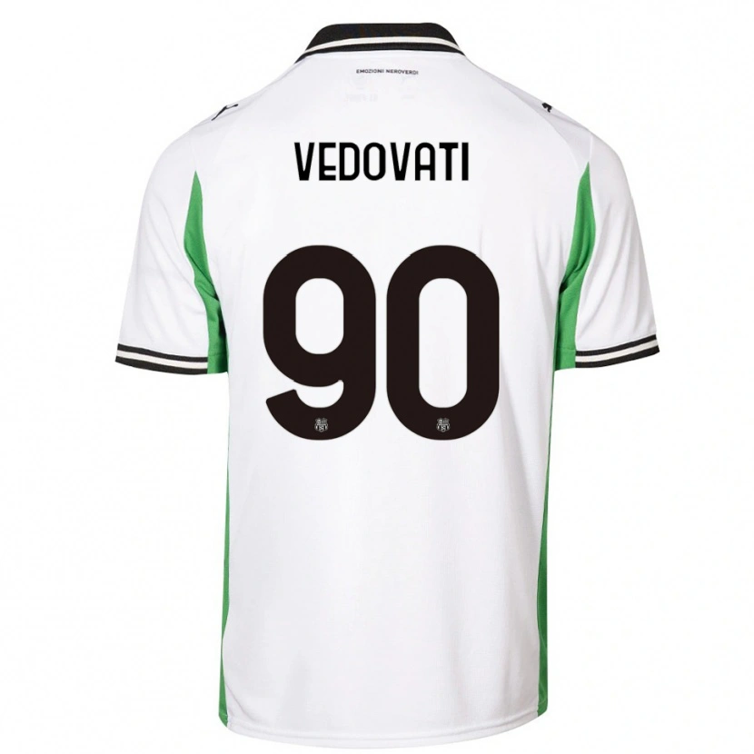 Danxen Bambino Maglia Gabriele Vedovati #90 Bianco Verde Nero Kit Gara Away 2025/26 Maglietta