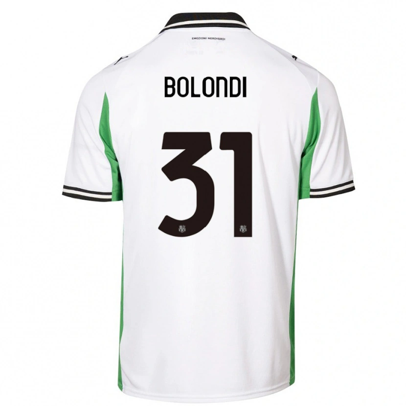 Danxen Bambino Maglia Francesco Bolondi #31 Bianco Verde Nero Kit Gara Away 2025/26 Maglietta