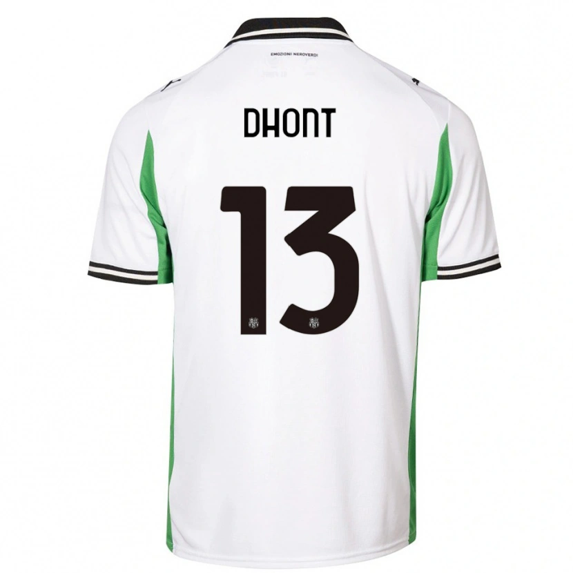 Danxen Bambino Maglia Elena Dhont #13 Bianco Verde Nero Kit Gara Away 2025/26 Maglietta