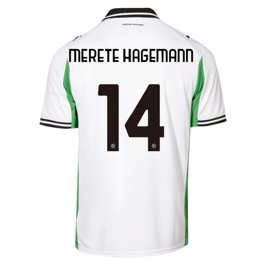 Danxen Bambino Maglia Maja Merete Hagemann #14 Bianco Verde Nero Kit Gara Away 2025/26 Maglietta